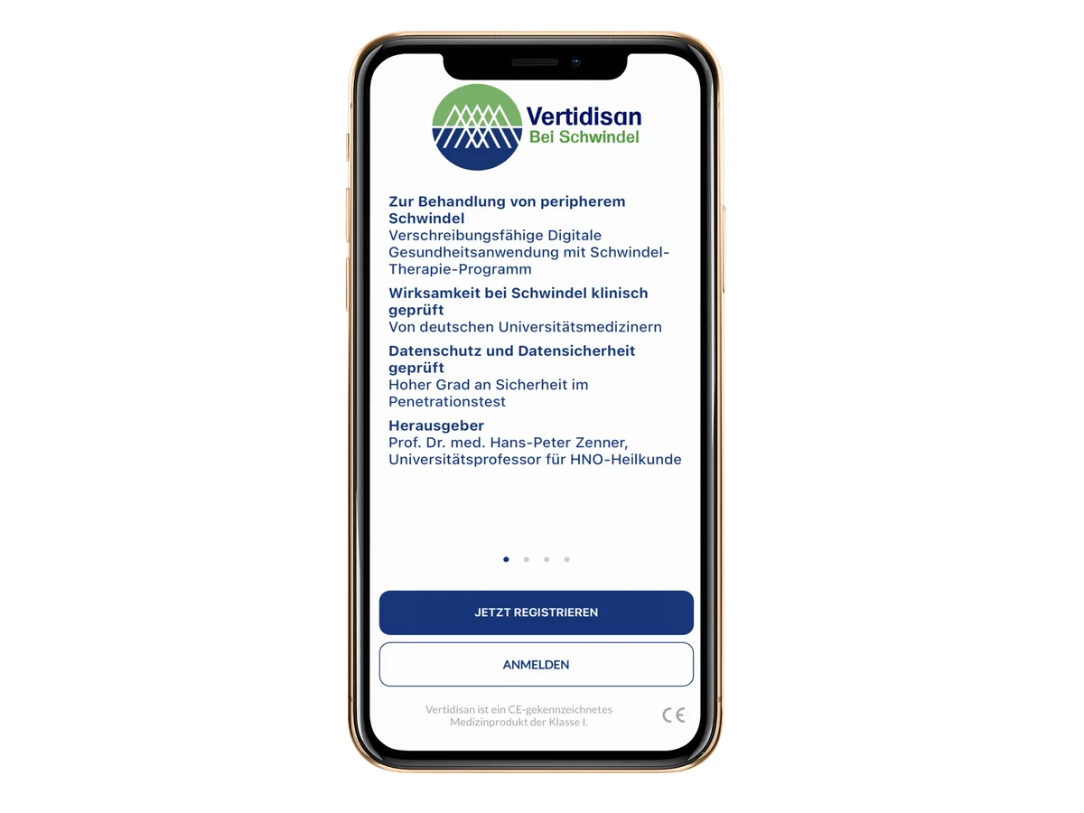 Vertidisan app: welcome screen with registration